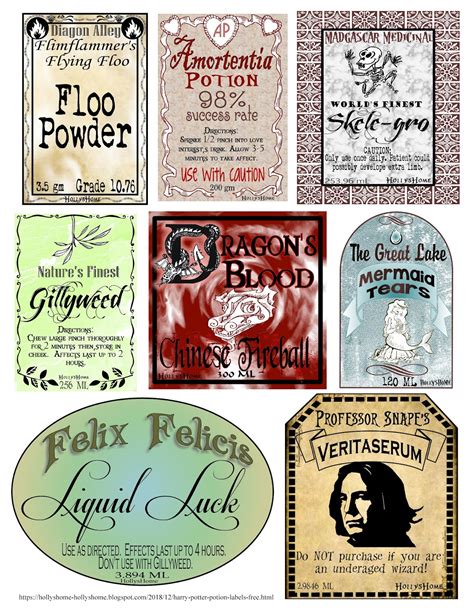 Free Printable Harry Potter Potion Labels Printable